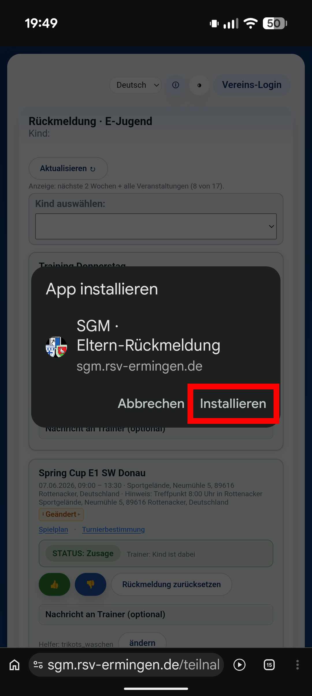 App installieren bestätigen