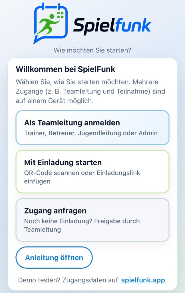 SpielFunk-Start: Button Mit Einladung starten antippen
