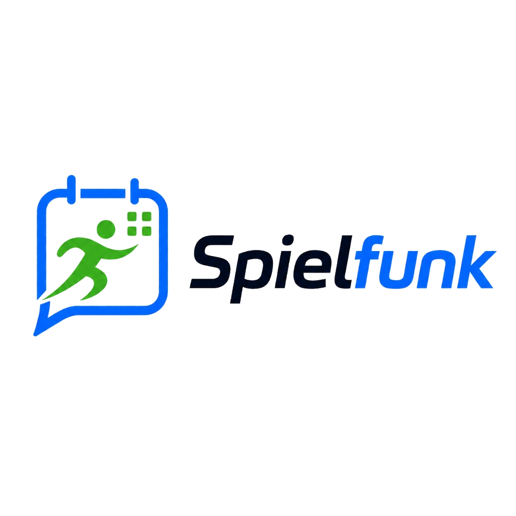SpielFunk – Logo mit Läufer, Kalender und Kommunikation